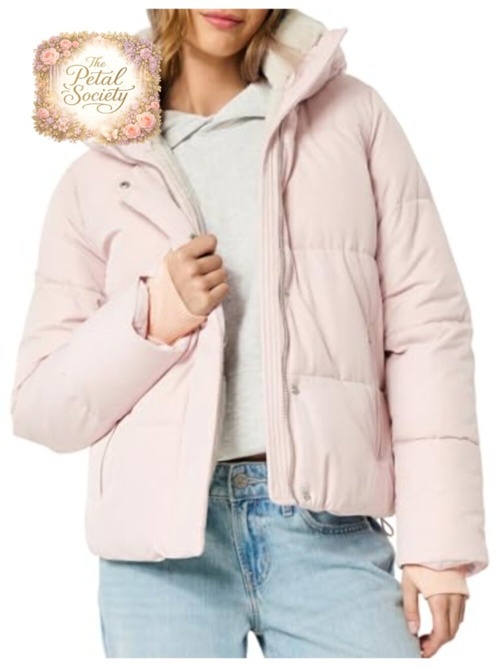 Sherpa Fleece Puffer Jacket Hooded Quilted Winter Coat Zip Pockets
